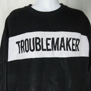 Zoe Karssen Troublemaker Sweatshirt Black White Crewneck Shiny Small